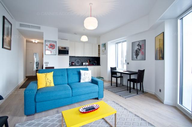 IPEM Cannes 2022 Apartment rental D -114 - Hall – living-room - Palais Pop